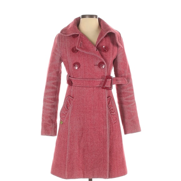 Soia & Kyo Jackets & Blazers - Soia & Kyo Pink Herringbone Pattern Wool Coat
